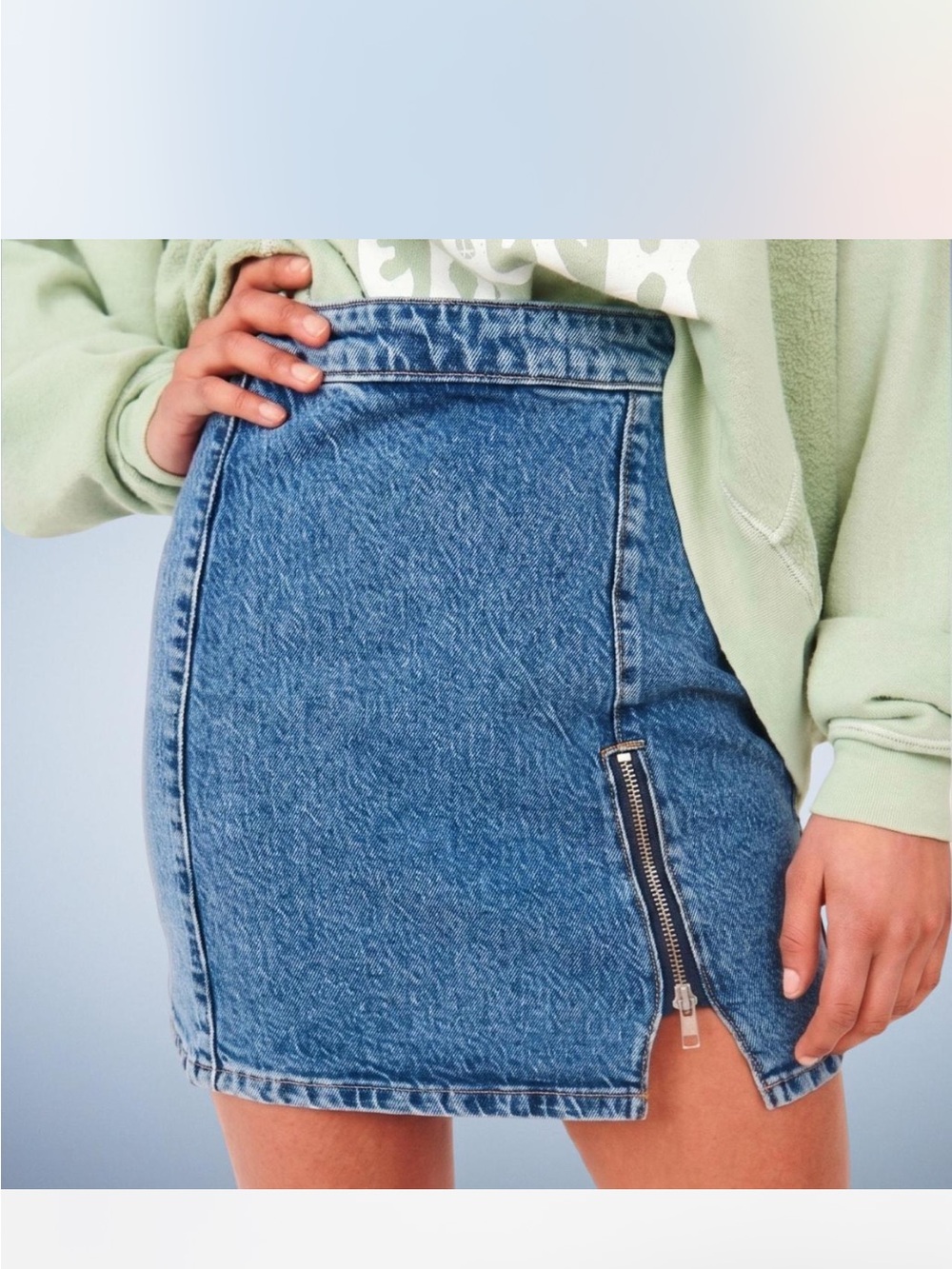 Y2K Free People We the Free Denim Mini Skirt Zip Up 90s‎ Festival Size 6